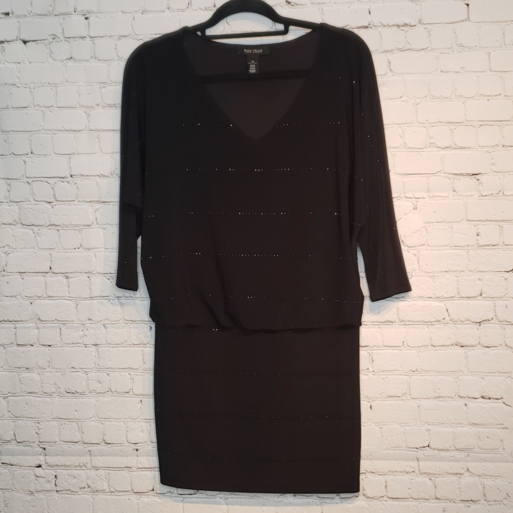 WHBM Dress XS Black Mini with tiny black beading